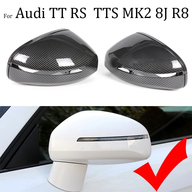 coque de rétroviseur couleurs carbon pour AUDI TT TTS TTRS MK2 8J R8 42 noir brillant ou carbon