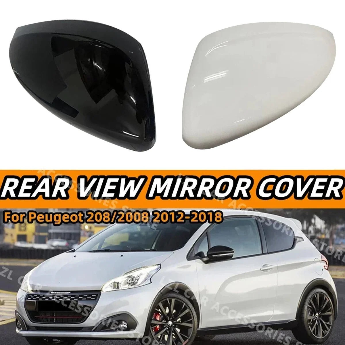 coque rétroviseur pour Peugeot 208 2008 2012-2018 couleur NOIR , BLANC ou CARBON