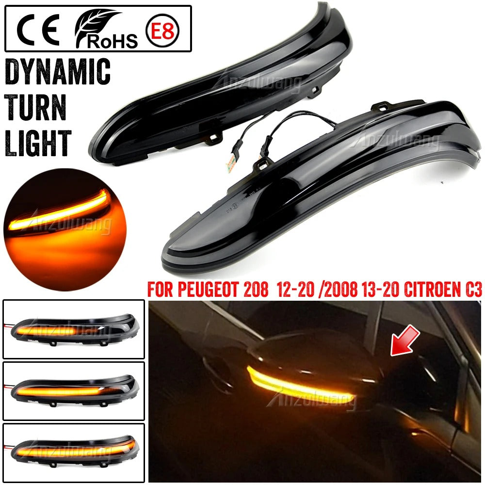 Clignotant dynamique LED  rétroviseur citroen C3 peugeot 208 2008     2012-2020