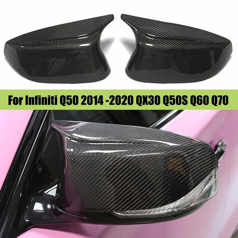 coque de rétroviseur pour Infiniti QX30 Q50S Q50 Q60 Q70 2014-2020 couleur noir ou carbone