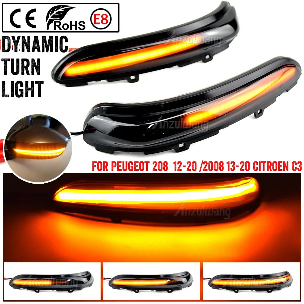Clignotant dynamique LED  rétroviseur citroen C3 peugeot 208 2008     2012-2020
