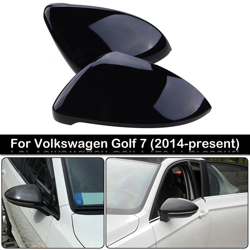 2x Coques de retroviseurs Noir brillant adaptables sur Vw Golf VII 7, 7.5  et Touran (13+)